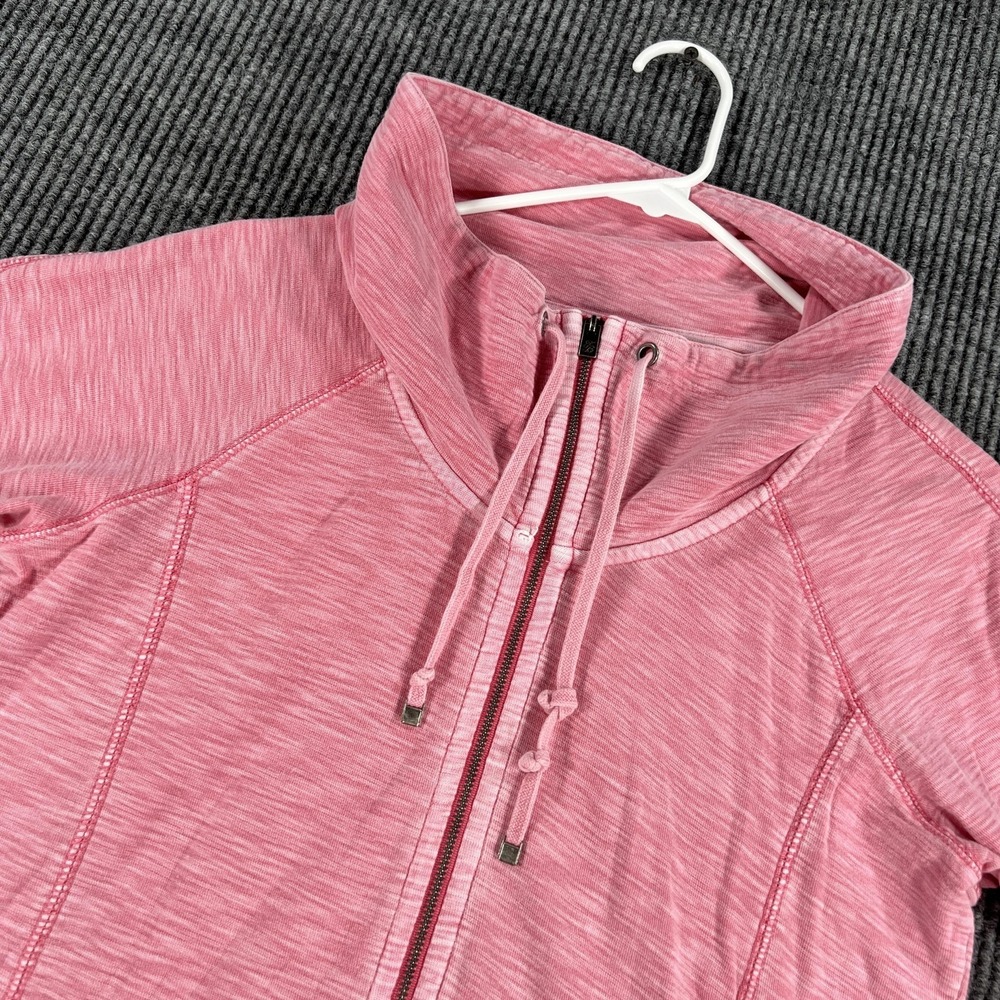 Tommy Bahama Jacket Womens Medium Pink Knit Full Zip Funnel Neck Pockets Logo‎